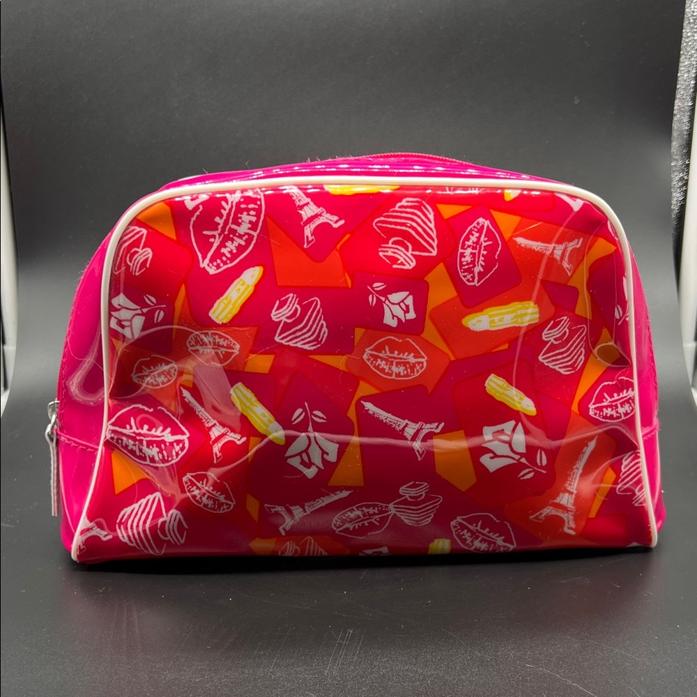 Lancome Eiffel Paris Pink and Orange Oversized Cosmetic Bag